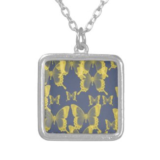 Yellow butterfly gold would posper world silver plated necklace