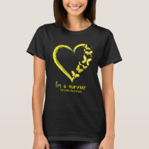 Yellow Butterfly Heart Im A Survivor Sarcoma Aware T-Shirt