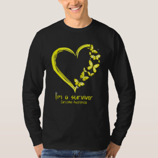 Yellow Butterfly Heart Im A Survivor Sarcoma Aware T-Shirt
