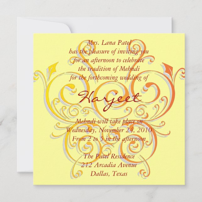 Yellow butterfly invitation (Front)