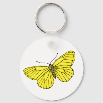 Yellow Butterfly Keychain by Kinder_Kleider at Zazzle