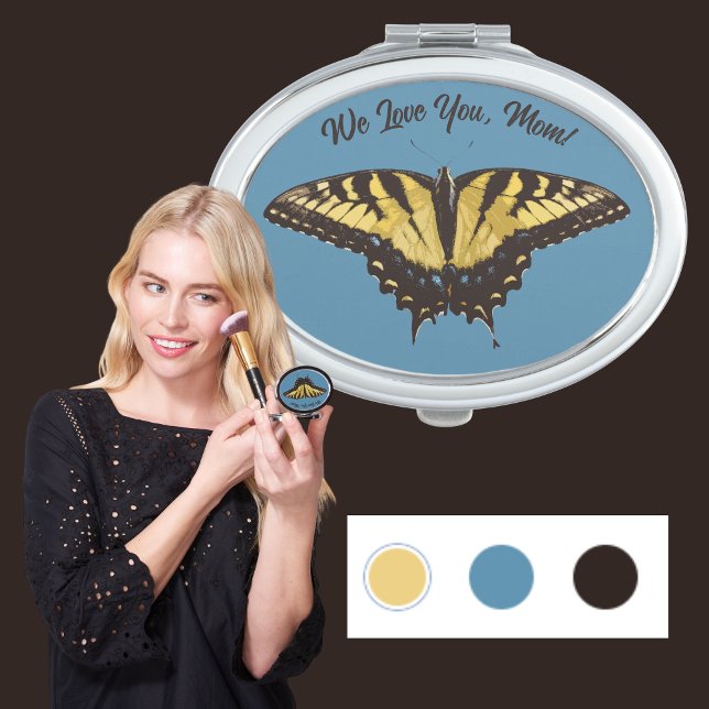 Yellow Butterfly Mother's Day Compact Mirror (Blue Butterfly Compact Mirror is a great Mother's Day present. You can customize your message. :) )