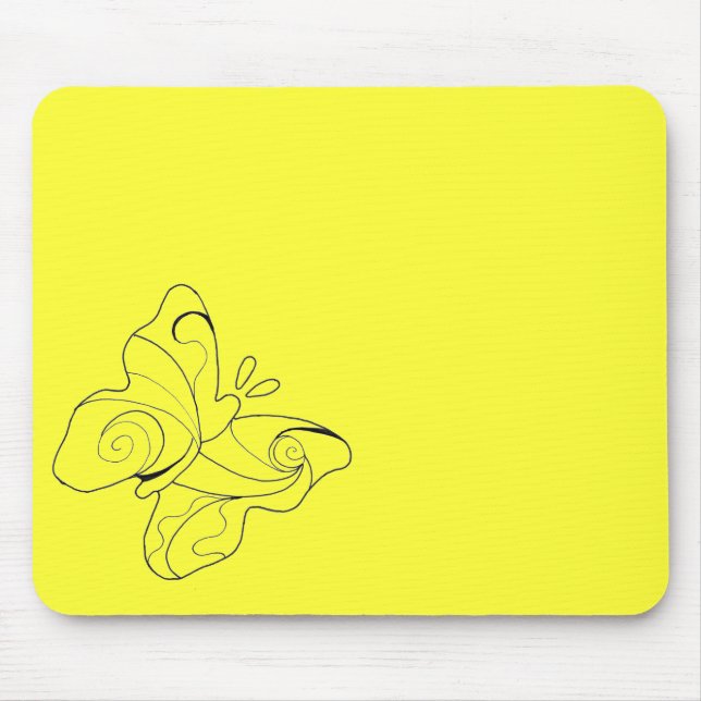 Yellow Butterfly Mousepad (Front)