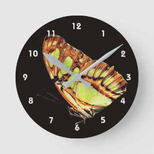 Yellow Butterfly Nature Round Clock