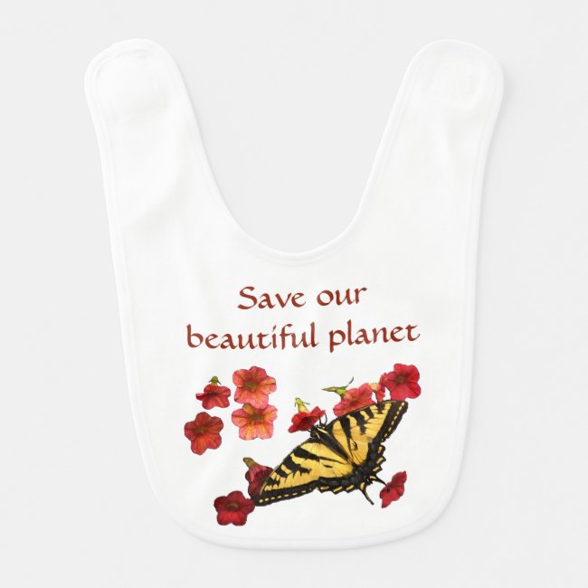 Yellow Butterfly on Red Flowers Save Our Planet