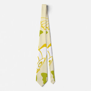 Yellow Butterfly Pattern Neck Tie