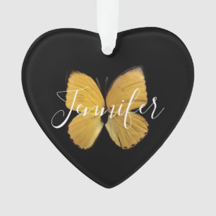 Yellow Butterfly Personalized Christmas Ornament