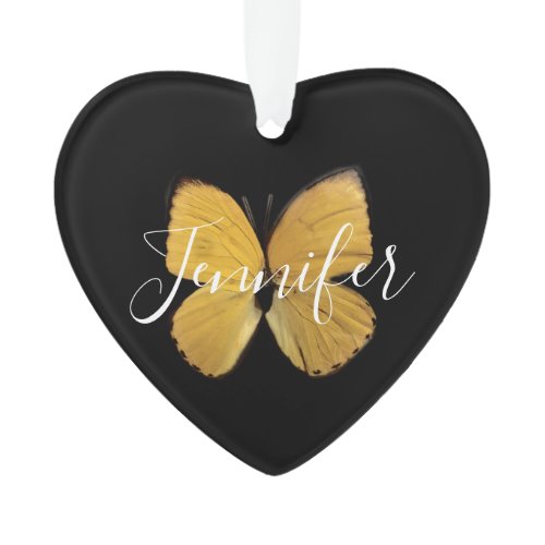 Yellow Butterfly Personalized Christmas Ornament