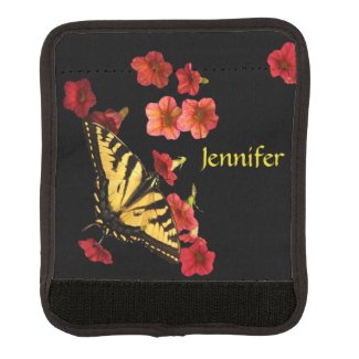 Yellow Butterfly Red Flower Luggage Handle Wrap