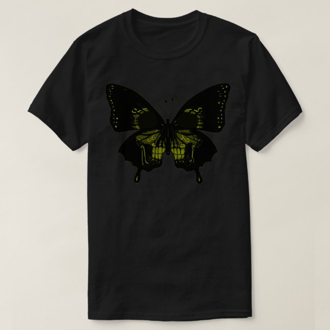 Yellow Butterfly skull  T-Shirt (Design Front)