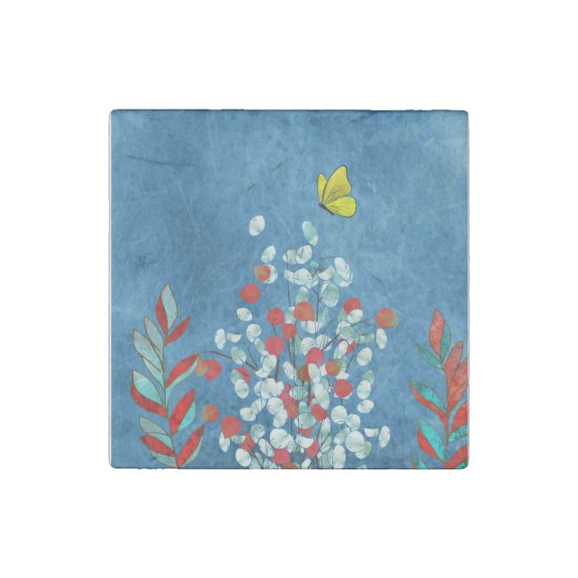 Yellow Butterfly Stone Magnet (Front)