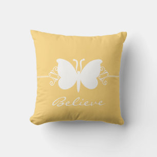 Yellow Butterfly Swirls Pillow