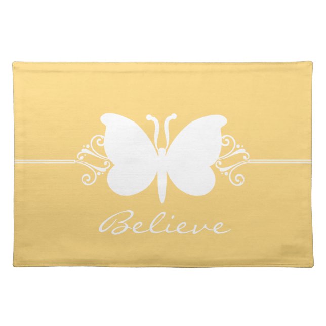 Yellow Butterfly Swirls Placemat (Front)
