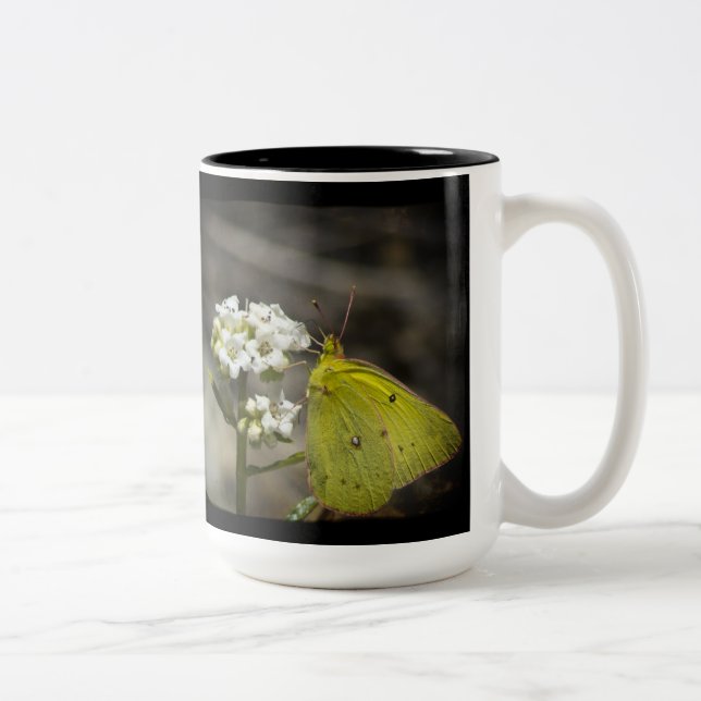 Yellow Butterfly Two-Tone Coffee Mug (Right)