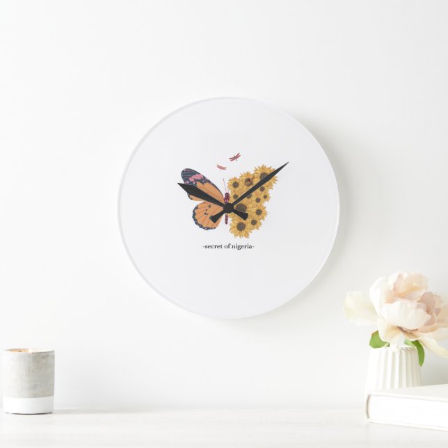 Yellow Butterfly Wall Clock (Home)