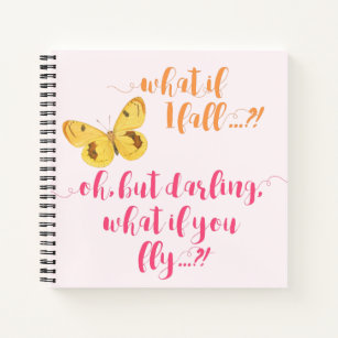 Yellow Butterfly - What if I fall?  Inspirational Notebook