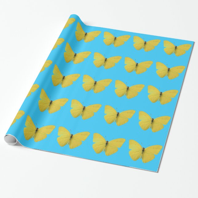 Yellow Butterfly Wrapping Paper (Unrolled)