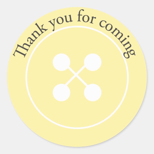 Yellow Button Baby Shower Favor Sticker (Front)