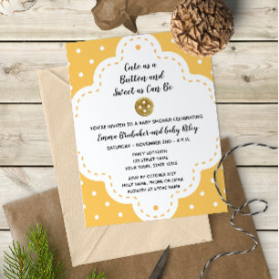 Yellow Button Baby Shower Invitation