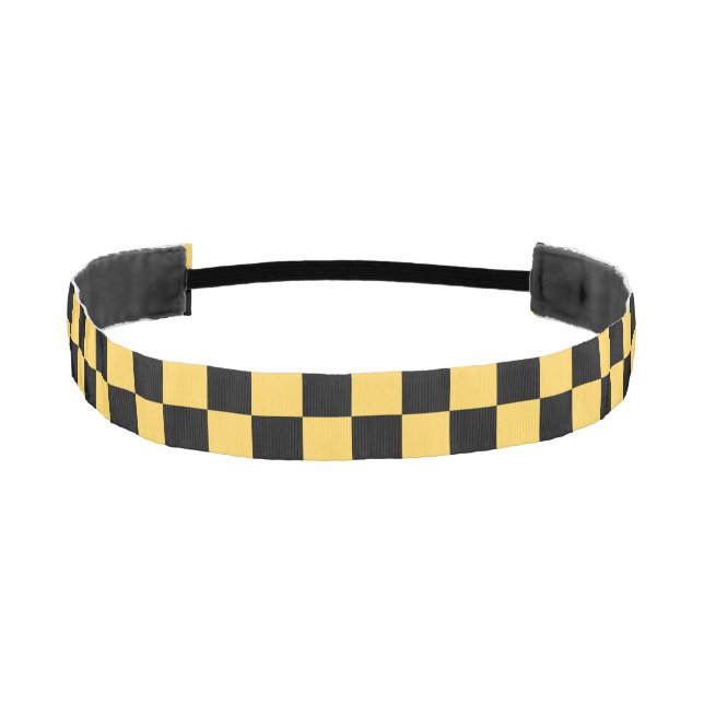 Yellow cab checkered pattern athletic headband (Front)