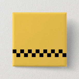 Yellow cab checkered pattern button