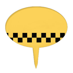 Yellow cab checkered pattern cake topper
