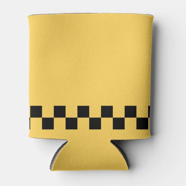 Yellow cab checkered pattern can cooler (Front)