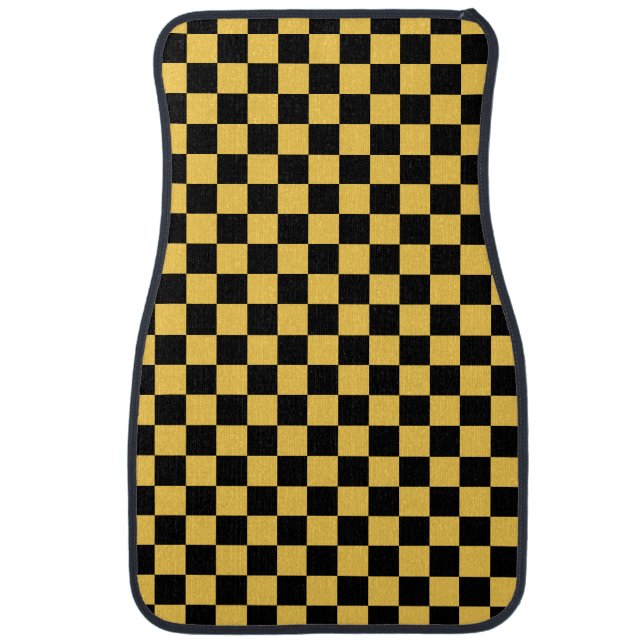 Yellow cab checkered pattern car floor mat (Front)