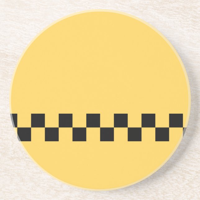 Yellow cab checkered pattern coaster (Front)