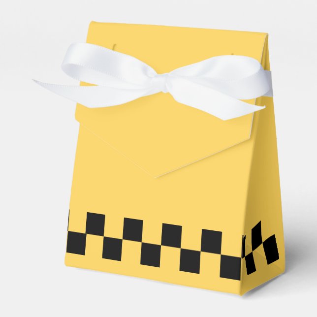 Yellow cab checkered pattern favor boxes (Front Side)