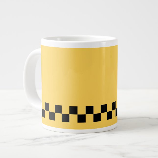 Yellow cab checkered pattern giant coffee mug (Front Left)