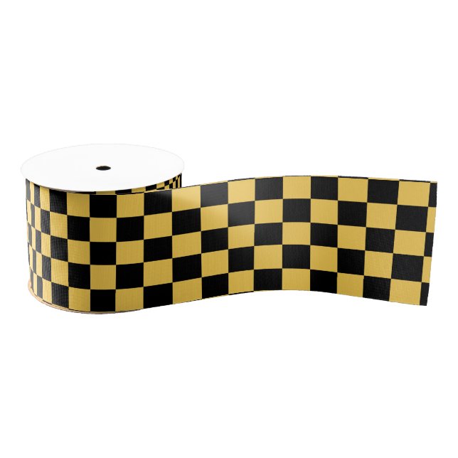 Yellow cab checkered pattern grosgrain ribbon (Spool)