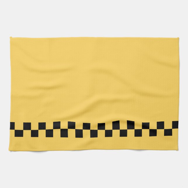 Yellow cab checkered pattern kitchen towel (Horizontal)