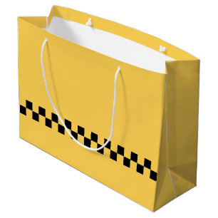 Yellow cab checkered pattern large gift bag