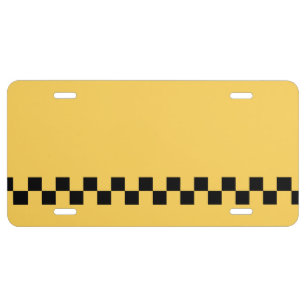 Yellow cab checkered pattern license plate