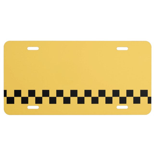 Yellow cab checkered pattern license plate (Front)