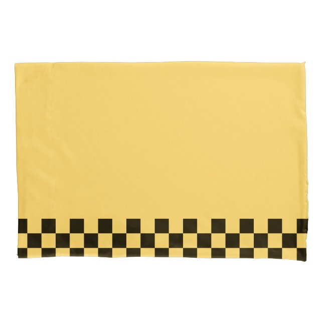 Yellow cab checkered pattern pillow case (Front)