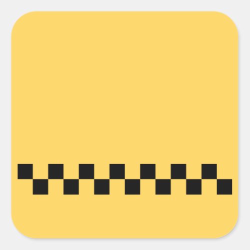 Yellow cab checkered pattern square sticker