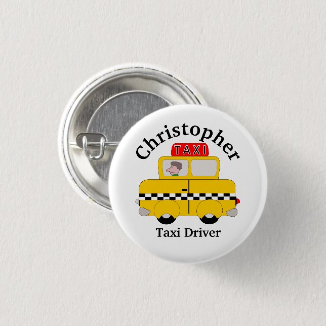 Yellow Cab Design Button (Front & Back)
