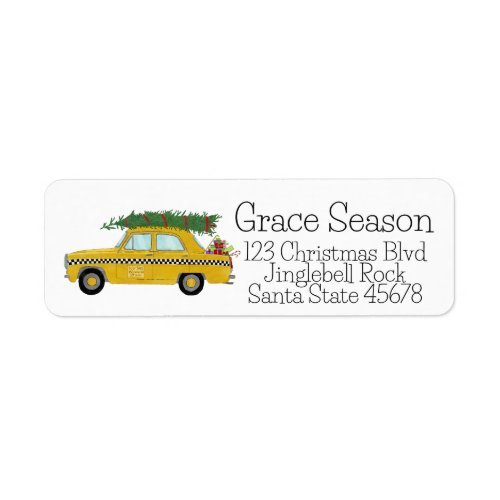 Yellow Cab Taxi Christmas Gifts Holiday Mail Label