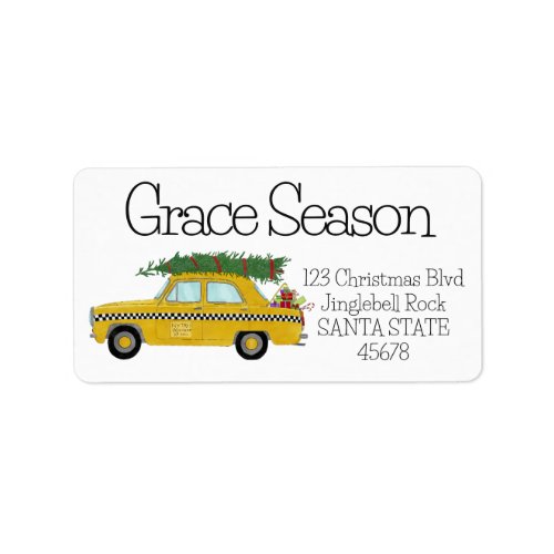 Yellow Cab Taxi Christmas Gifts Holiday Mail Label