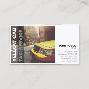 Yellow Cab Taxi Service Bold Modern Business Card by J32Teez at Zazzle