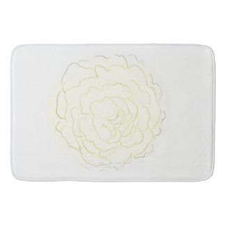 Yellow Cabbage Rose Bath Mat