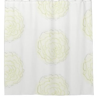 Yellow Cabbage Rose Shabby Chic Shower Curtain
