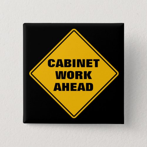 Yellow cabinet work ahead classic road sign button