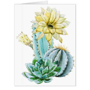 Yellow Cactus Flower Card