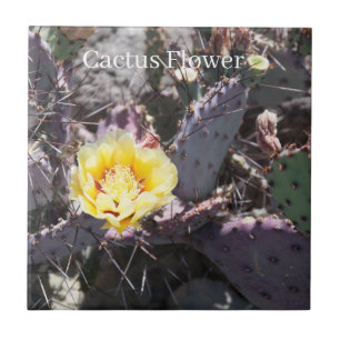 Yellow cactus flower ceramic tile