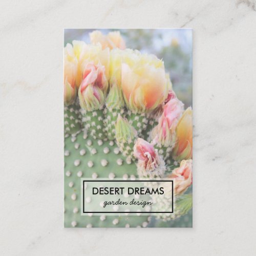 Yellow Cactus Flower Desert Garden Photo Travel Business Card