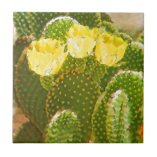 YELLOW CACTUS FLOWERS TILE