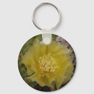 Yellow Cactus In Bloom Keychain